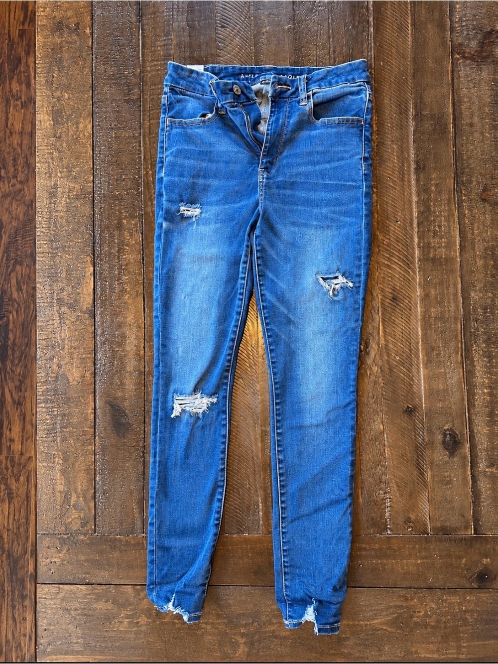 American Eagle Outfitters Blue Ripped Skinny Jeans
